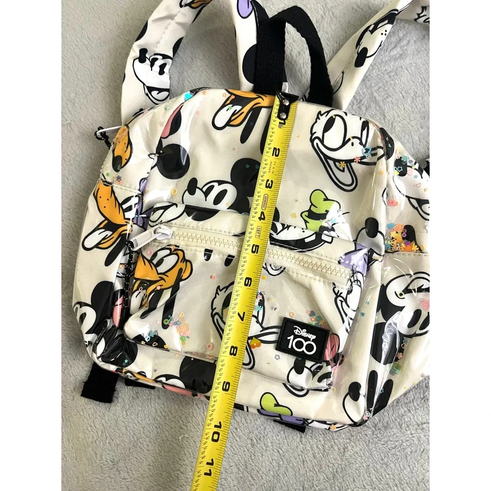 Zara Kids Disney 100 Mickey and Friends Sequin Confetti Backpack White Mini Bag